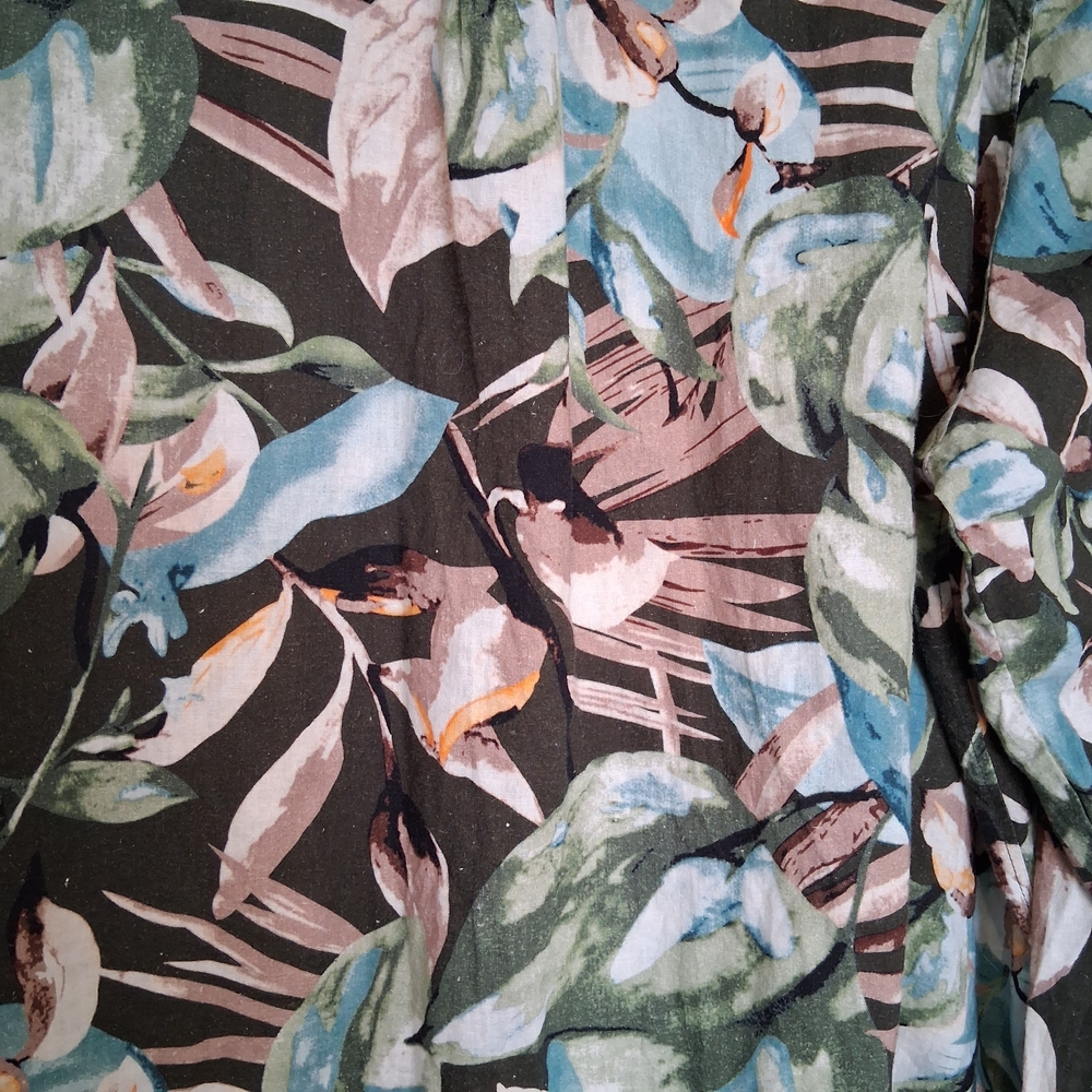 C by One Tropical Floral Linen Blend Button Up Shirt Size 2X - Picture 9 of 12